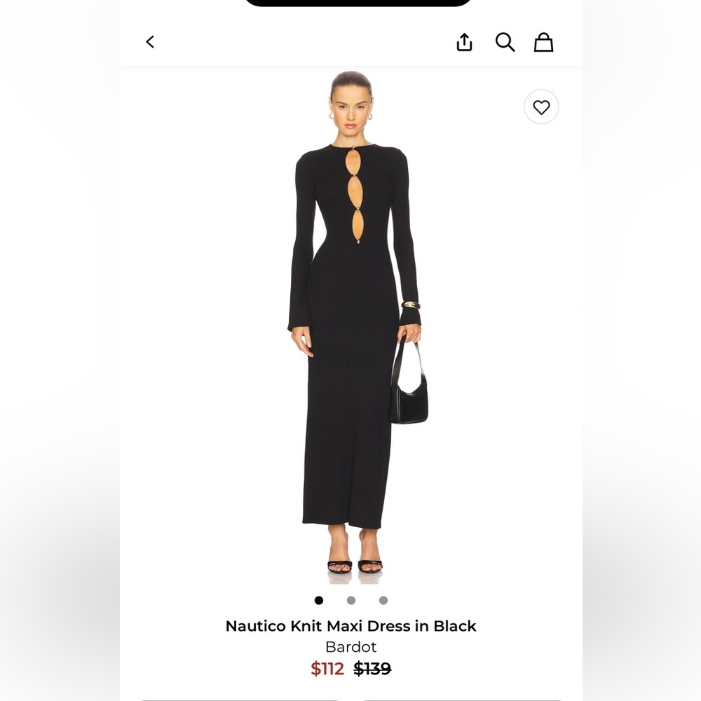 Bardot Ribbed Long Sleeve Maxi Dress in Black